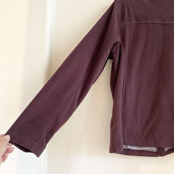 Women’s Columbia Burgundy Zip Up Fleece Lined Fitted Jacket Sz L EUC Performance - Picture 7 of 10